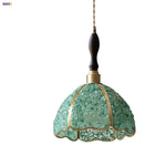 Afralia™ Copper Walnut LED Pendant Lamp Crystal Glass Hanging Light