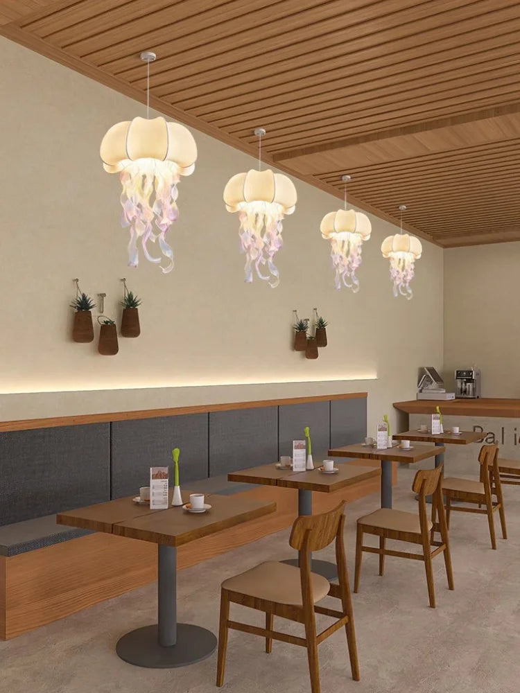 Jellyfish Silk Chandelier: Romantic Pendant Light for Living Room Bedroom Dining Room