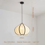 Afralia™ Nordic Style Creamy E27 Pendant Light Fabric Chandelier_Lamp Dining Room Suspended LED Bar Droplight