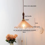 Wood Copper LED Pendant Light - Nordic Hanging Lamp for Bedroom Dining Hallway