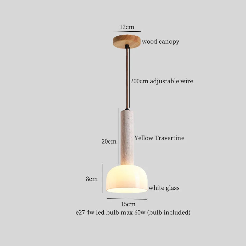 Afralia™ Stone Glass LED Pendant Light - Japanese Vintage Hanging Lamp