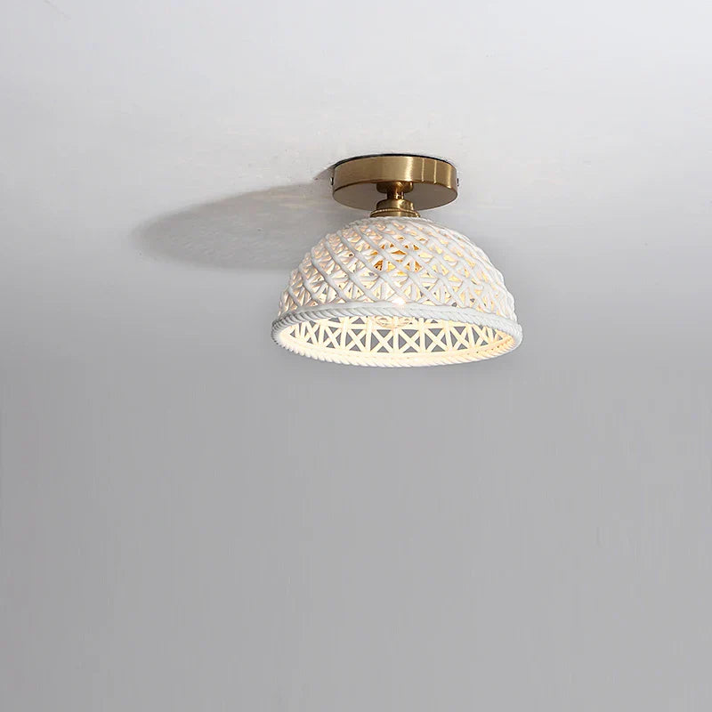 Ceramic LED Ceiling Lights: Modern Hollow Design for Living Room, Aisle, Balcony