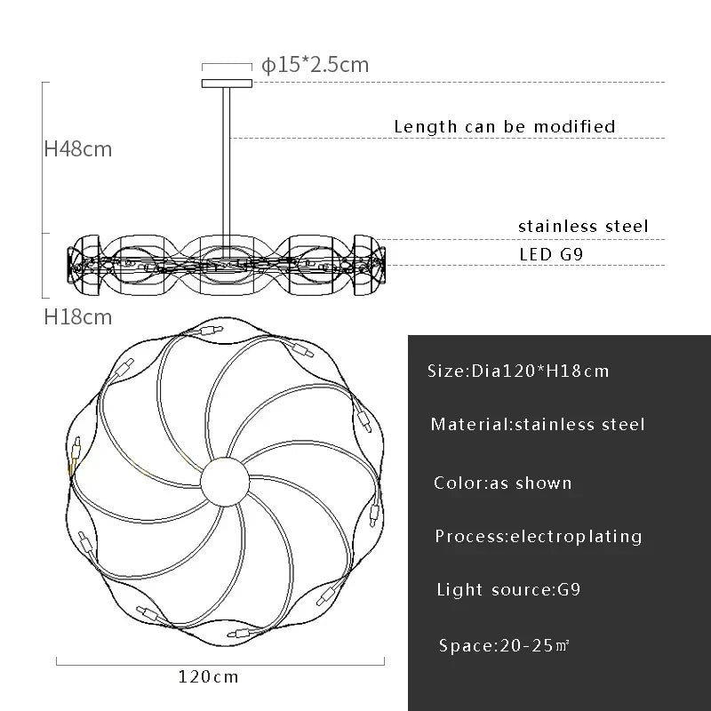 Modern Metal Ceiling Chandelier: Minimalist Design, Retro Style, LED Lights for Living Room