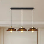 Japanese LED Pendant Light Vintage Style Wood Copper Hanging Lamp