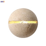 Yellow Travertine LED Wall Lamp Round Bedside Light Fixtures