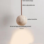 Yellow Travertine LED Pendant Light: Wabi Sabi Dining Room Decor