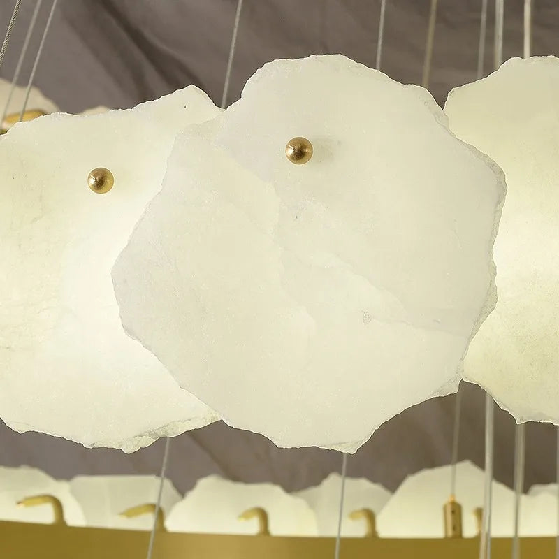 Spanish Marble Brass Chandelier: Luxury LED Lighting for Hotels & Villas