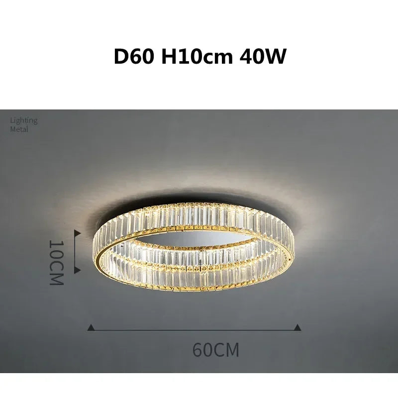 Gold Steel LED Dimmable Ceiling Lights Luxury Crystal Fixture