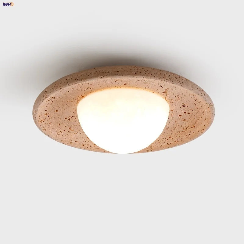 Yellow Travertine LED Ceiling Lamp, Modern Nordic 3D Print Light Fixtures