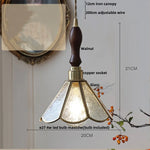 Vintage Flower LED Glass Pendant Light Fixture with Walnut Wood - Japan Style