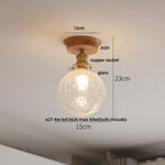 White Ceramic LED Ceiling Lamp Wood Ash Nordic Modern Copper Light