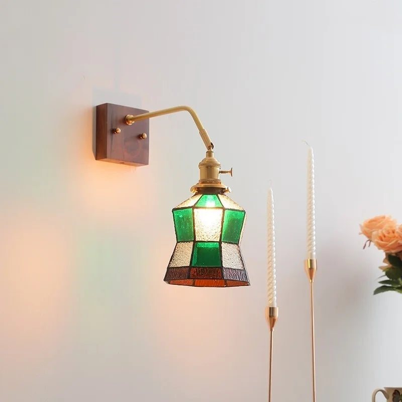 Glass Walnut LED Wall Light - Modern Bedroom Living Room Home Decor