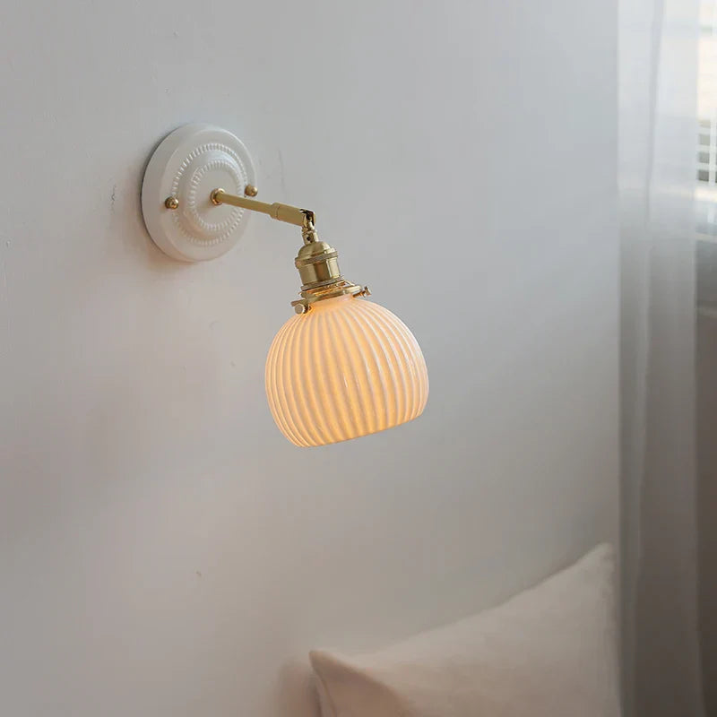 Ceramic Pumpkin LED Wall Sconce Modern Minimalist Bedroom Lighting