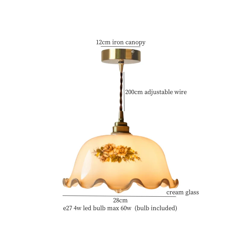 Afralia™ Cream Glass LED Pendant Brass Hanging Lamp for Kitchen Restaurant Living Room
