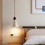 Wood Stone LED Pendant Lamp Yellow Travertine Vintage Hanging Luminaria