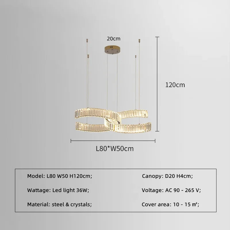 Crystal LED Pendant Lights Remote Control Dimmable Suspension Lamp