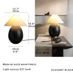 Wooden Mushroom Desk Lamp Black Engraved Table Light for Office Décor