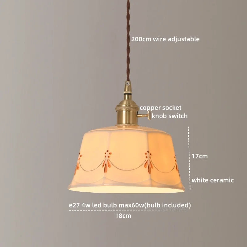 Ceramic LED Pendant Lights: Japanese Style for Living Room, Bedroom, Dining Room