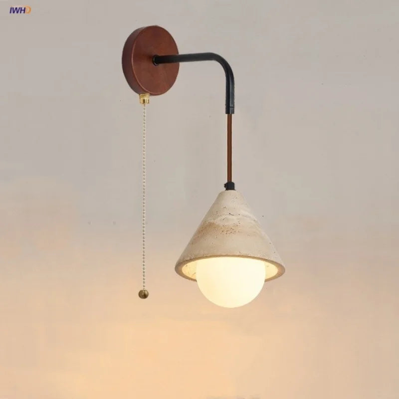 Afralia™ White Glass LED Wall Light Sconce with Pull Chain Switch for Bedroom and Bar