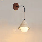 Afralia™ White Glass LED Wall Light Sconce with Pull Chain Switch for Bedroom and Bar