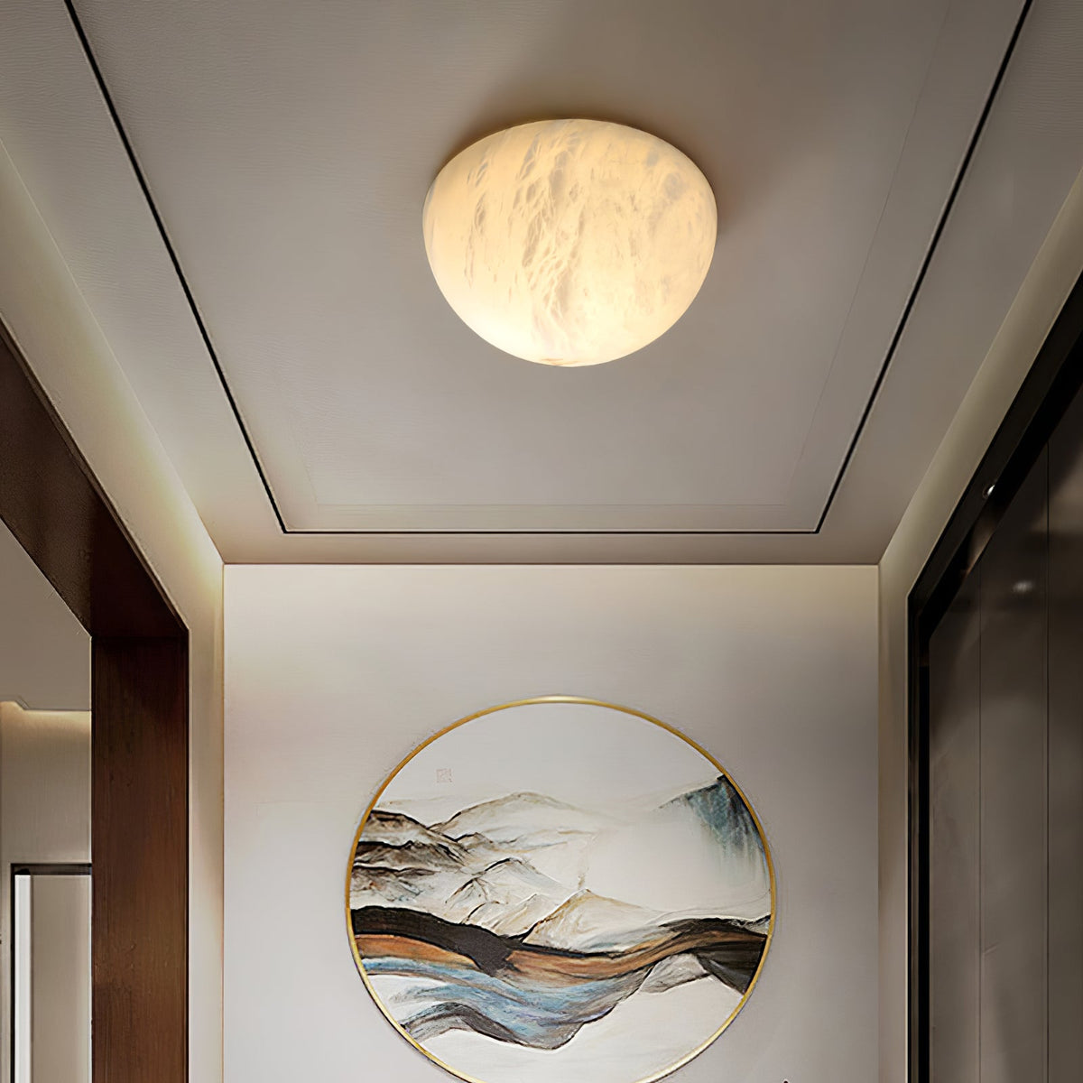 Semicircular Alabaster Wall Lamp