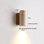 Wooden Canopy LED Wall Lights Modern Yellow Stone Bedside Lamp