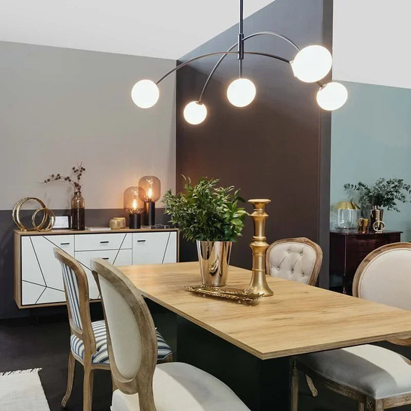 Nordic Pendant Light Chandelier Suspended Milky Glass Designer Ceiling Lamp.