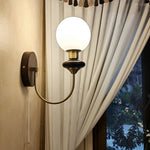 Wood Glass LED Wall Sconce Pull Chain Switch Bathroom Vanity Light