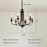Black Metal Crystal Chandelier: Artistic LED Lighting for Home Decor