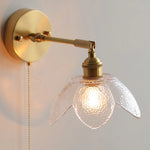 Modern Copper Glass Wall Light with Pull Chain Switch