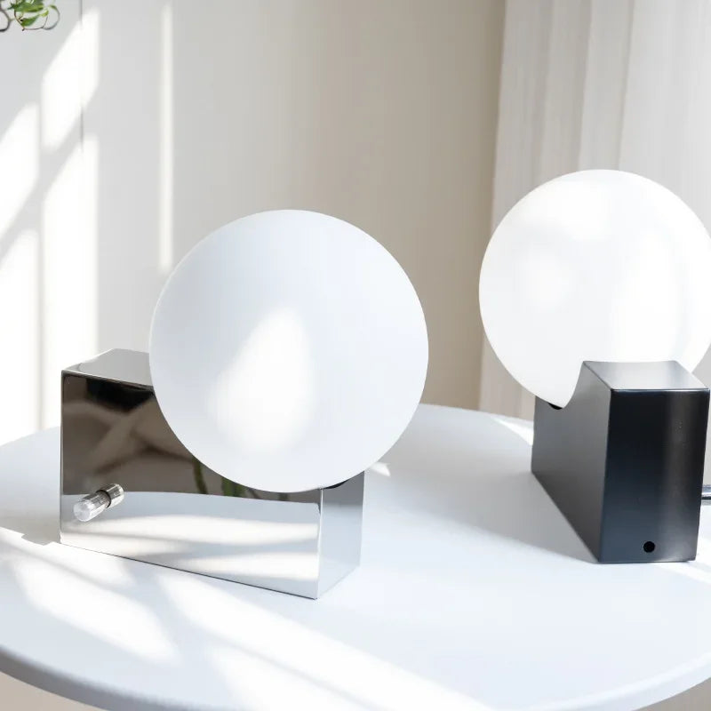 Metal Table Lamp with Glass Ball - LED Desk Light