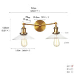 Glass 2-Light Wall Sconce with Pull Chain Switch for Bedroom and Bathroom