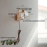 Walnut LED Wall Lights Pull Chain Switch Bedside Lamp Vintage Cube Glass Stair Light