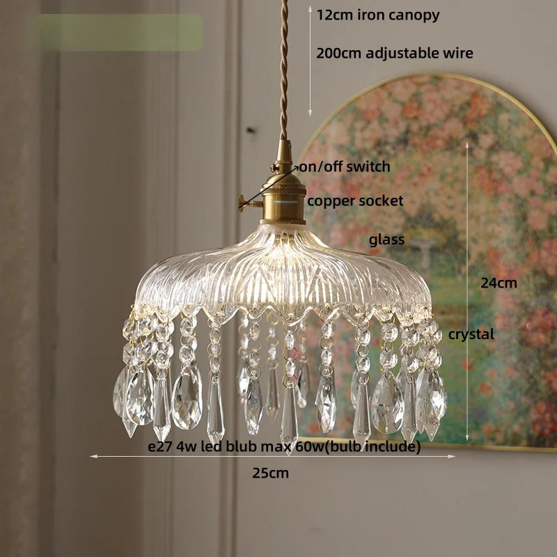 Afralia™ Crystal Glass LED Pendant Lamp: Modern Luxury Interior Lighting for Home Decor