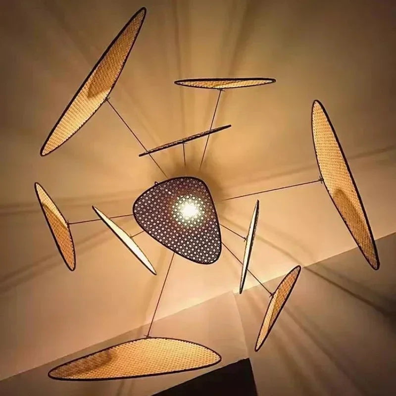 Rattan Ceiling Chandelier Pendant Light for Living Dining Bedroom
