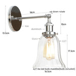 Industrial Clear Glass Wall Sconce Light for Stair, Foyer, Bedroom.