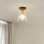 Glass LED Ceiling Lamp Copper Walnut Modern Living Room Lighting Fixtures