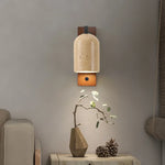 Wooden Canopy LED Wall Lights Modern Yellow Stone Bedside Lamp