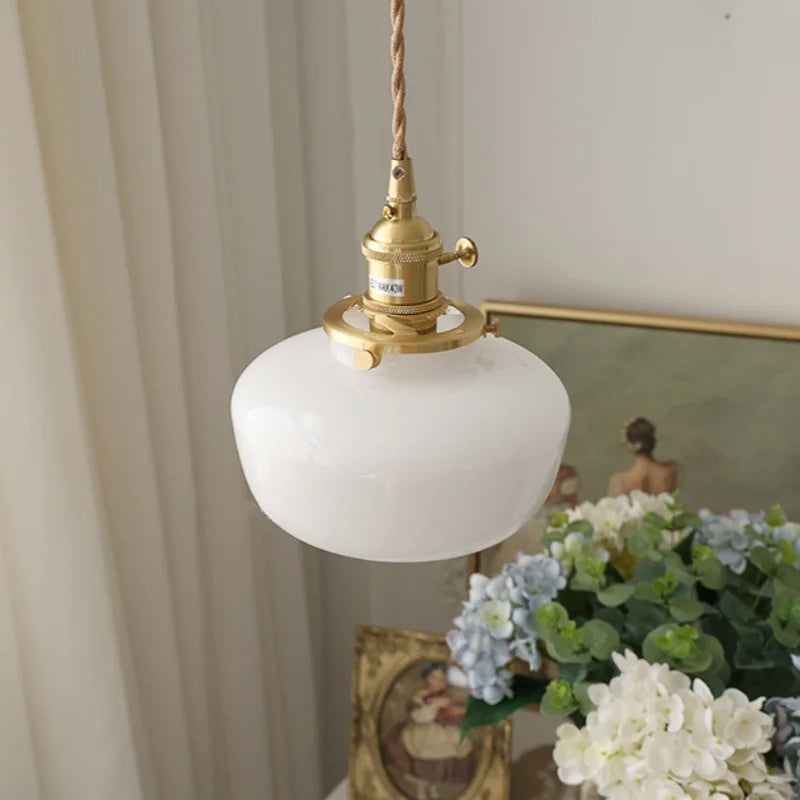 Glass LED Pendant Light Fixture Knob Switch Nordic Modern Hanging Lamp