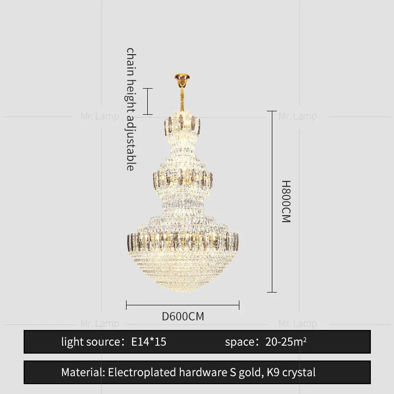 Crystal Chandelier: Postmodern Light Luxury for Hotel Lobby, Villa, and Duplex Floors