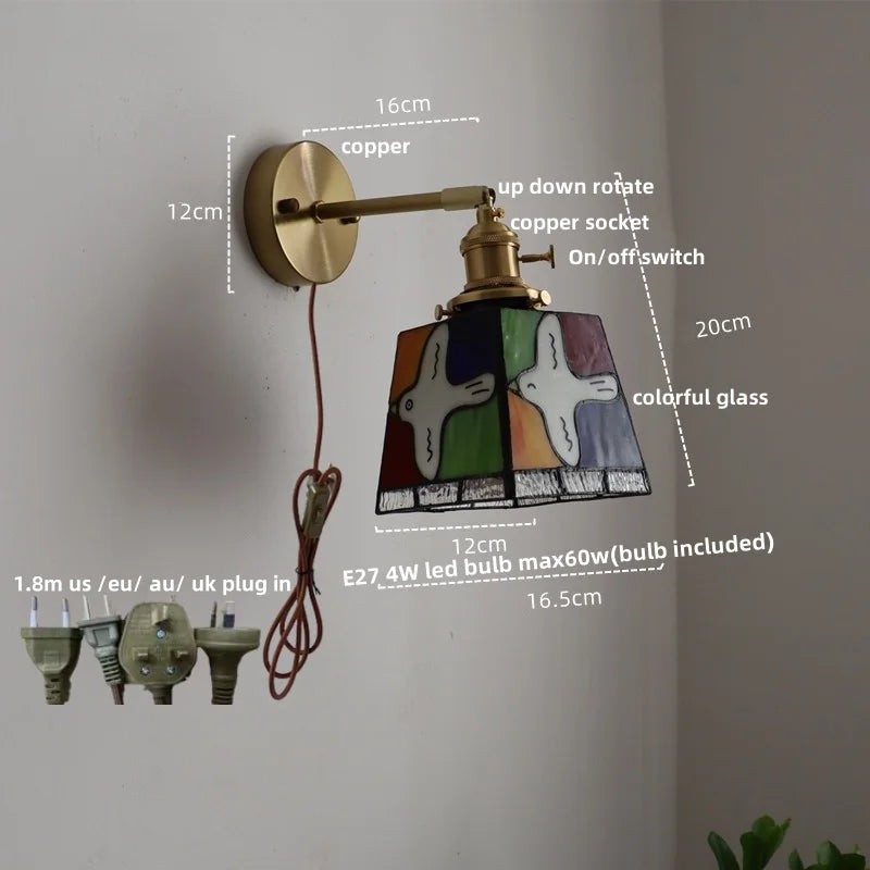 Peace Pigeon Tiffany Style LED Wall Lamp