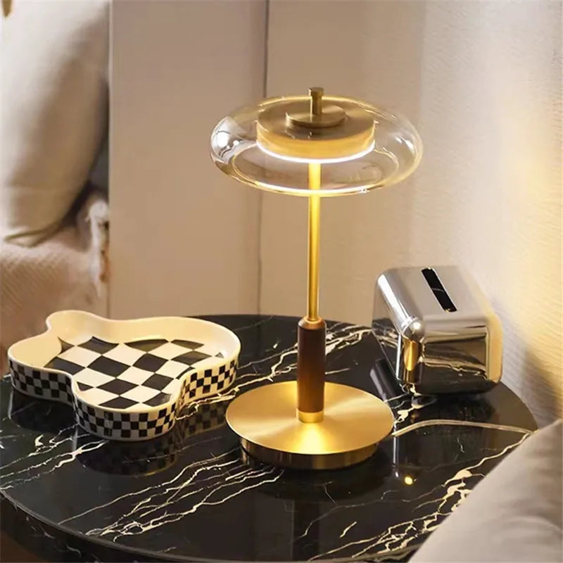 Mushroom Lustre Glass Floor Lamp - Gold Metal Art Design
