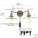 Glass 2-Light Wall Sconce with Pull Chain Switch for Bedroom and Bathroom