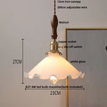 Afralia White Glass LED Pendant Lights with Walnut Wood Details