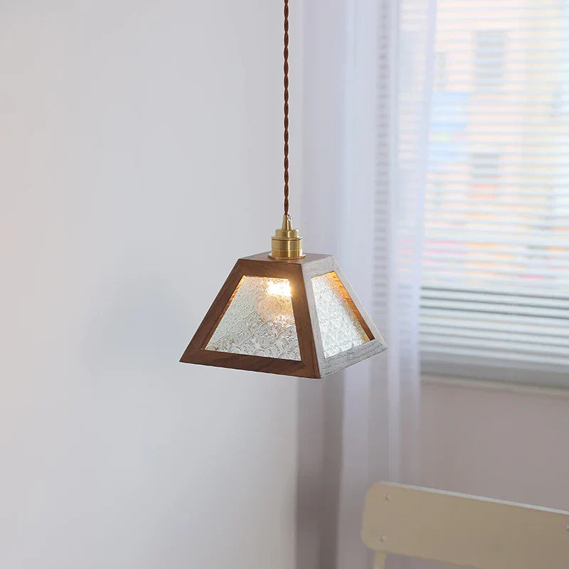 LED Glass & Wood Pendant Light for Aisle, Coffee Living Room - Japanese Style