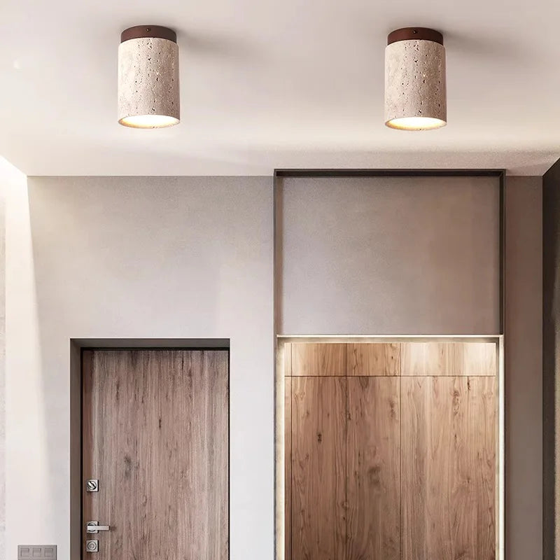 Travertine Stone Ceiling Downlight with E27 Bulb