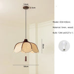 Wood E27 LED Fabric Pendant Chandelier for Dining & Bedroom Lighting