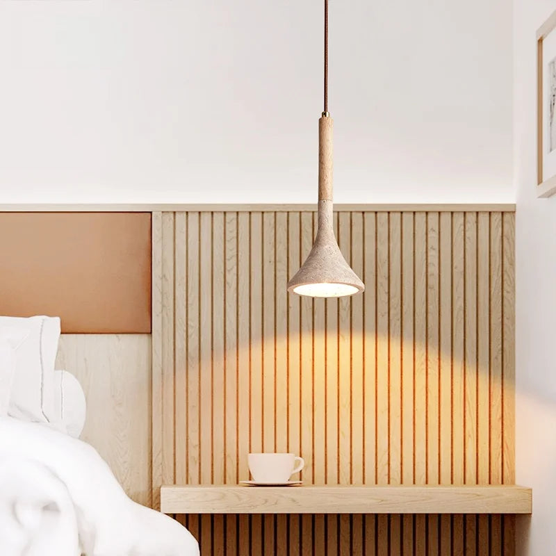 LED Pendant Light Yellow Travertine Modern Hanging Lampara