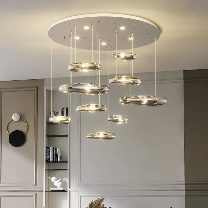 Chrome LED Ceiling Chandelier Cobblestone Pendant Lights - Modern Luxury Luminarias Fixtures