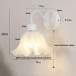 Afralia™ Glass Iron LED Wall Sconce Pull Chain Switch White Stair Light